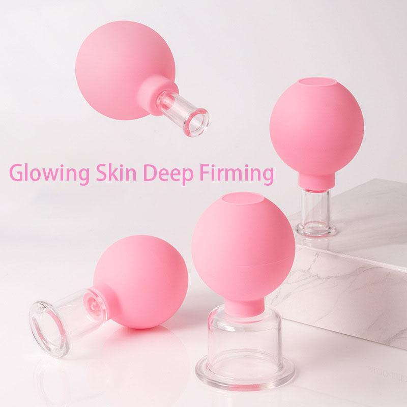 Facial Vacuum Cupping, 4 Counts set Facial Beauty Cupping Cups, Fireless Cupping, Glass Cupping, Vacuum Silicone Facial Beauty Jar, Professional Skincare Tools for Women