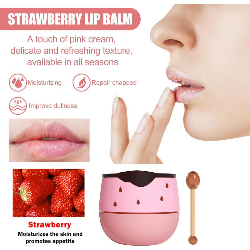 Lip Balm Honey Pot,Watermelon Lip Sleeping Mask Moisturizing Lip Mask Overnight Hydrating Dry and Cracked Lip Scrubs Exfoliator Lip Wrinkle