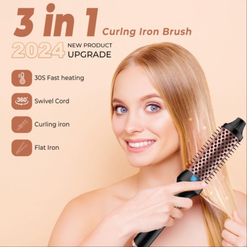 Hair Straightening Brush, 1 Count 9 Temperatures Heated Round Brush, LCD Display Hair Styling Tool for Home & Salon Use