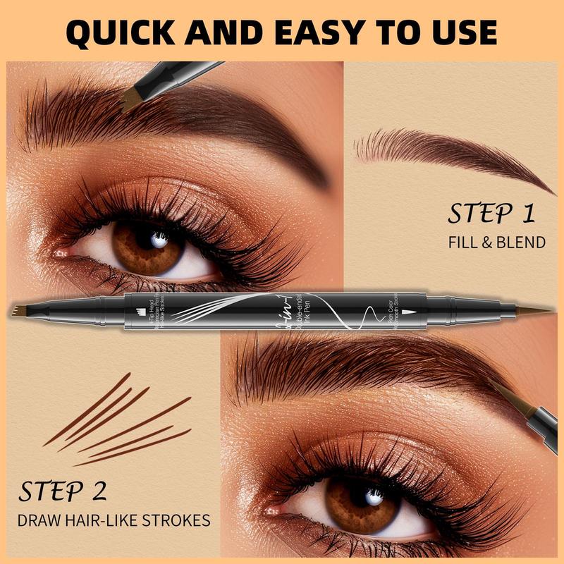 2 in 1 Foul-claw Eyebrow Pencil & Eyeliner, 1 Count Long-lasting Waterproof Brow Liner with Stamp, Precision Dual-ended Makeup Tool for Women