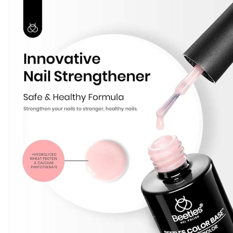 Beetles Base Color Gel Nail Polish, 6 Colors Nude Gel Polish Pink Nail Polish Peach Pink Nail Polish Neutral Sheer French Tip Base Colors Soak Off Nail Art Manicure DIY at Home Gift for Women