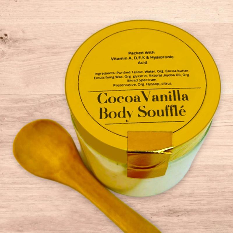 Cocoa Vanilla Body Soufflé Model 1 - Hydrating, Soothing, and Healing Skincare - Chocolate, Body Care Lotions Cosmetic Skin Repair