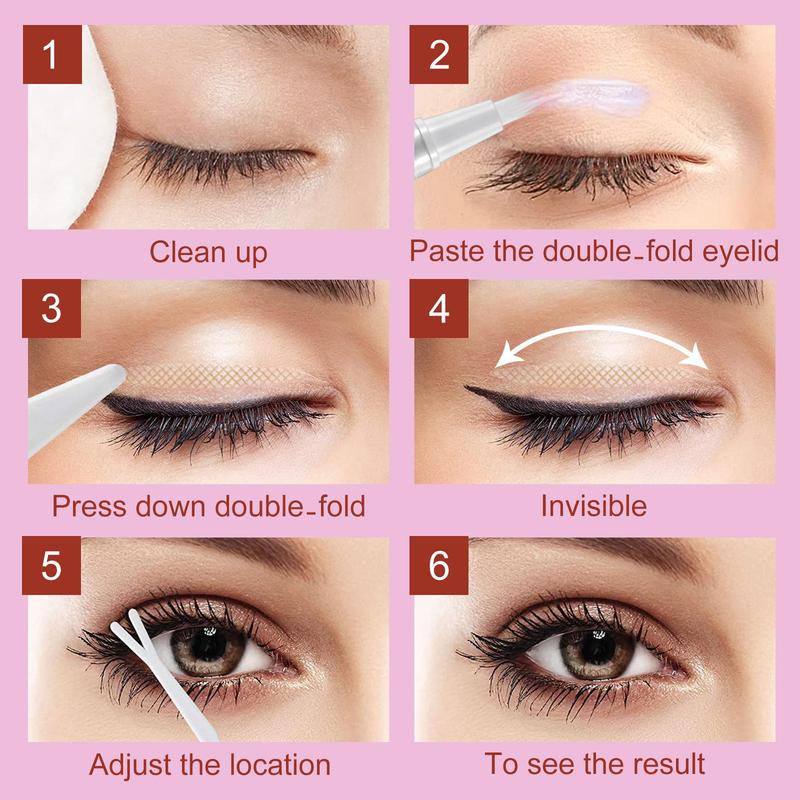 Double Eyelid Styling Kit, 480pcs Double Eyelid Sticker with Double Eyelid Cream & Y-fork, Eye Makeup Tool for Women