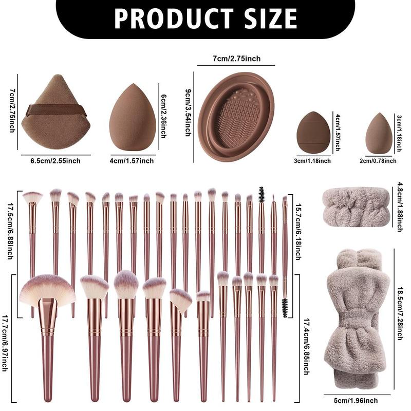 Makeup Brush Set,1 Set Storage Bag & Makeup Brushes & Makeup Sponge & Finger Powder Puff & Mini Makeup Sponge & Triangle Powder Puff & Headband, Perfect for Girls