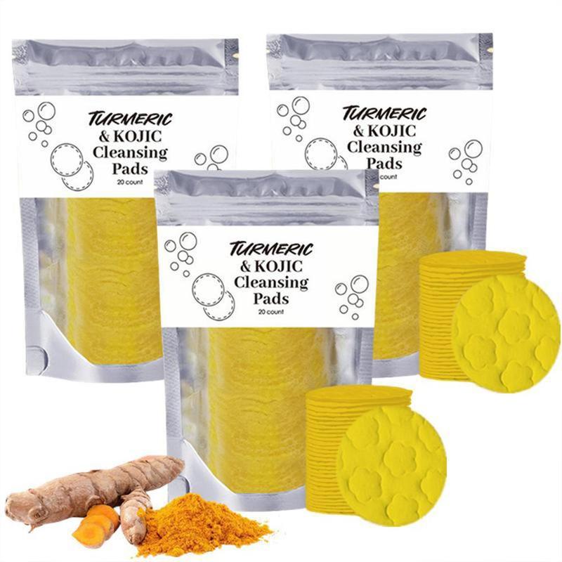 Turmeric Cleansing Pads, 3 Packs Kojic Facial Cleansing Pads, Easy To Use, Facial Skin Care Product for Women & Men