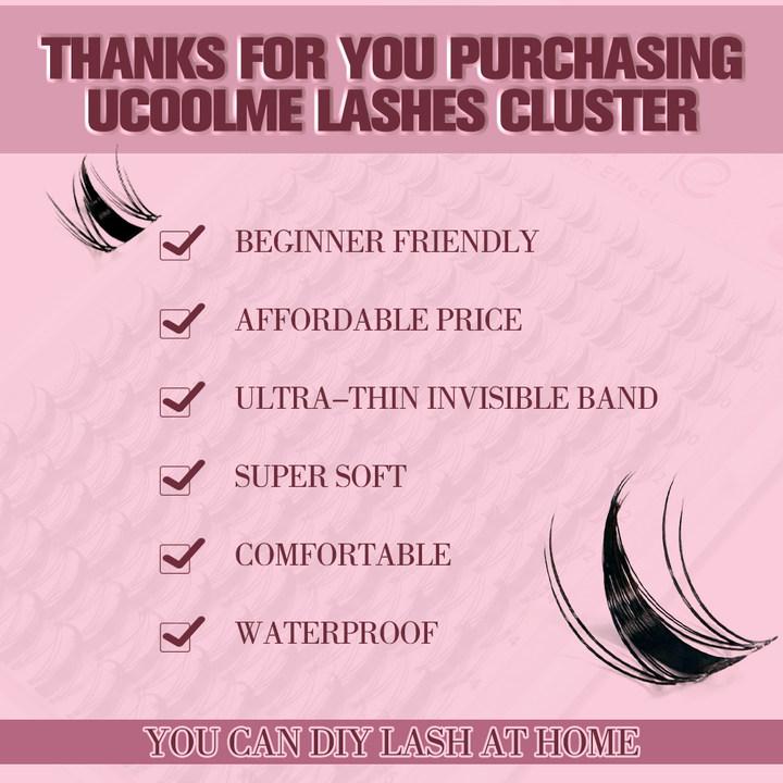 uCoolMe Lashes Fairy Lashes Cluster C Curl 140 Pcs Individual Lash Clusters False Eyelashes Extension Natural Look Beginner Friendly Bond Seal Remover Ultra-Thin Band Makeup 8-18mm Manga Anime Christmas gift