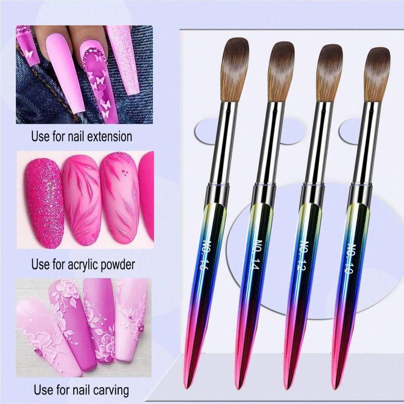 Acrylic Nail Brush Set, 4 Counts set Acrylic Powder Brush, Poly Extension Gel Brush, Nail Polish Carving Pen for Women Home Solon Diy