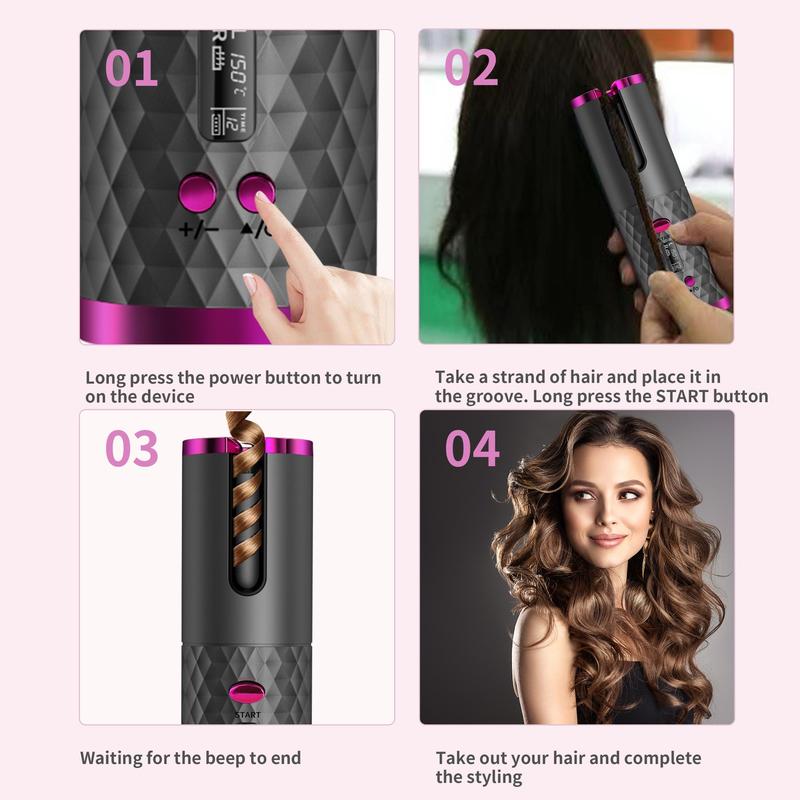 Fully Automatic Hair Curler, 1 Count Portable Rechargeable Hair Curling Iron, Hair Styling Tool for Home & Travel, Hairdressing Tool for Women & Girls, Hair Styling Tools