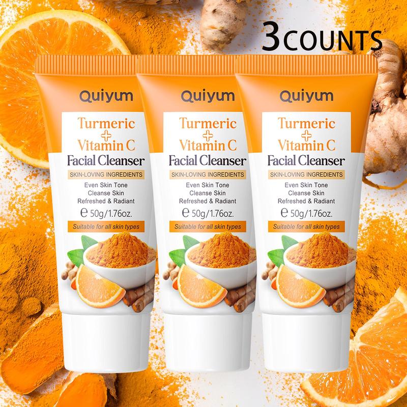 Turmeric Vitamin C Facial Cleansers, 3 Counts set Deep Cleansing Facial Cleanser, Moisturizing Facial Skin Care Product for Women & Men