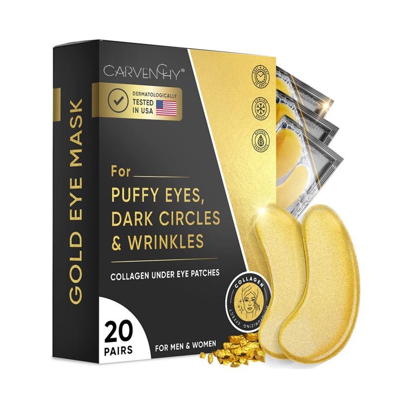 24k Gold Moisturizing Eye Mask, 20pcs set Tightening and Lifting Eyecare Patch, Hydrating Brightening & Firming Eye Sticker, Beauty & Personal Eye Care Product, Skincare Products Skincare Set, Fall Gift