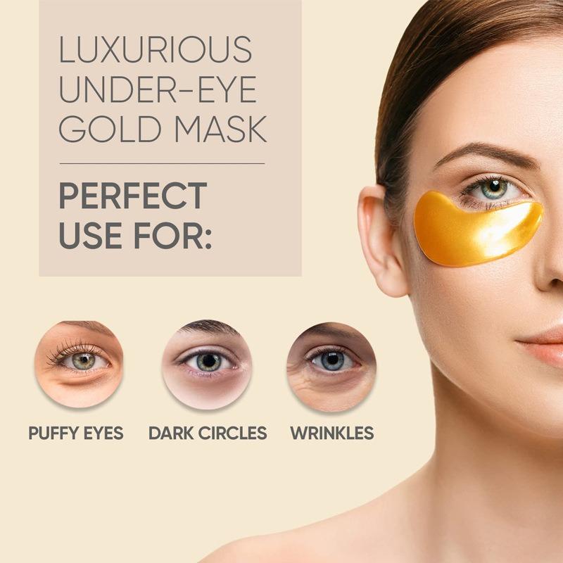 24k Gold Moisturizing Eye Mask, 20pcs set Tightening and Lifting Eyecare Patch, Hydrating Brightening & Firming Eye Sticker, Beauty & Personal Eye Care Product, Skincare Products Skincare Set, Fall Gift