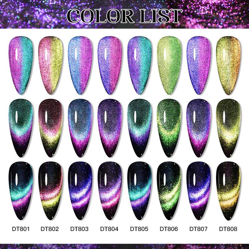 9D Glossy Gel Nail Kit with Magnetic Stick, 1 Set Starry Sky Effect Magnetic & Long Lasting Gel, Nail Art Gift Women & Girls