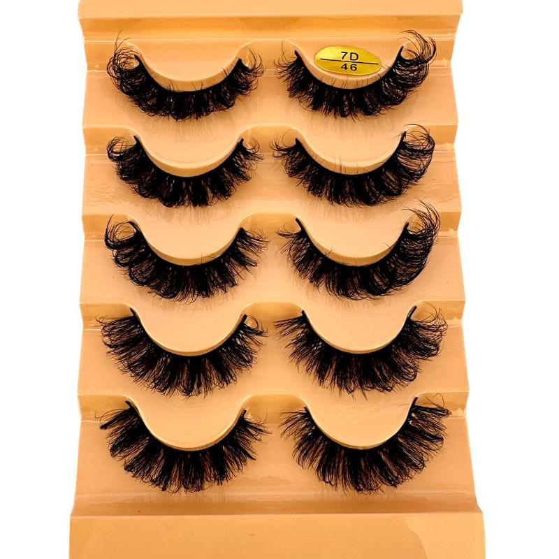 Cat eye Eyelashes 3D Natural False Lashes D Curl Fluffy Soft Cross 5 pairs Manga Lashes Wispy Natural Eyelash Extension Makeup Faux Daily Faux Mink