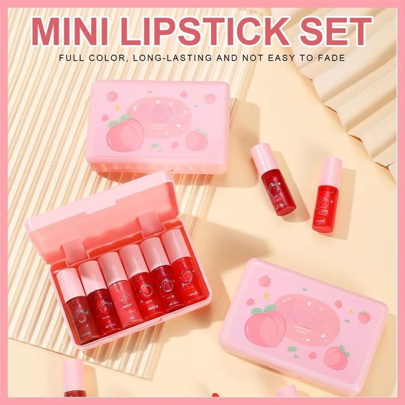 6 Colors Lip Tint Stain Set,Water Tint Lip Stain Korean Lip Gloss Long Lasting,Plumping Mini Liquid Lipstick Moisturizing Natural Lip Tint,Multi-Use Lip & Cheek Tint,Non-sticky,Lightweight,Vivid Color