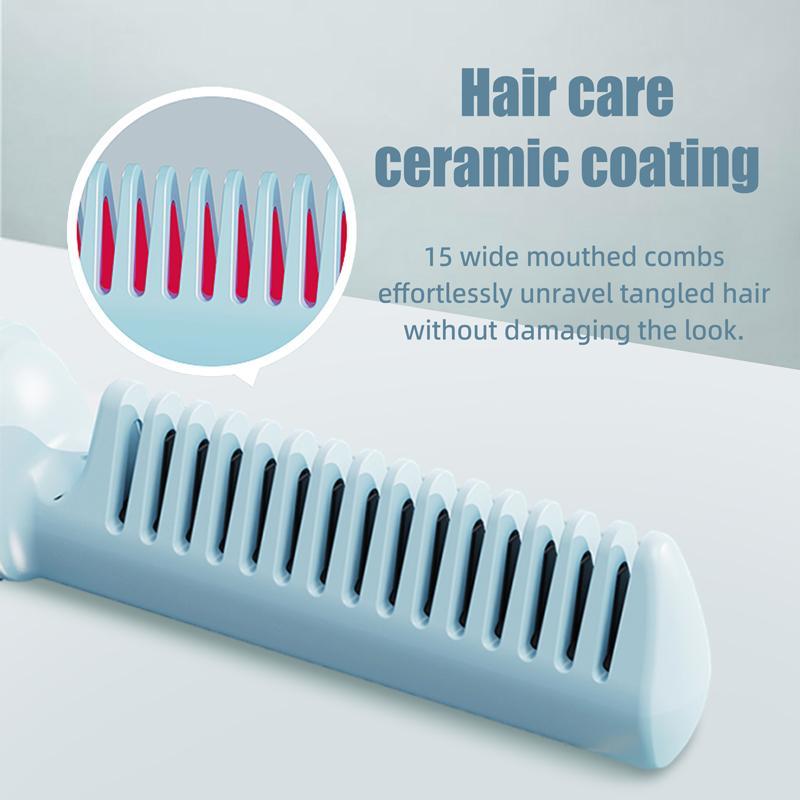 USB Charging Ceramic Hot Hair Brush, Fast Heating Negative Ion Hair Straightener, Hair Styling Appliance for Home, Travel, and Salons