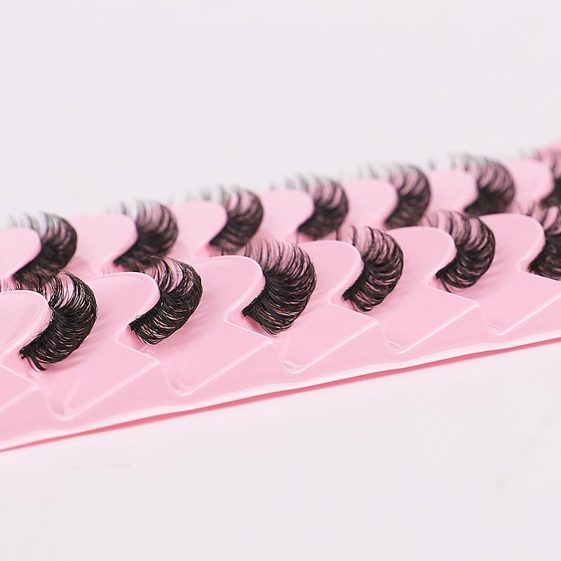 10 Pairs Fluffy False Eyelashes, Wispy Cat Eye Faux Cluster Lashes, Natural Curling Eye Makeup Strip Lashes, Full Volume Eyelash for Lashes Extension