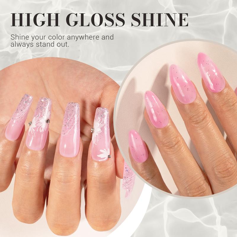 MelodySusie Gel Nail Polish, 0.53Fl.oz Jeweliver Jelly Gel Polish Pastel Nude Color Sheer Translucent Soak Off UV LED Light Cure Nail Art DIY