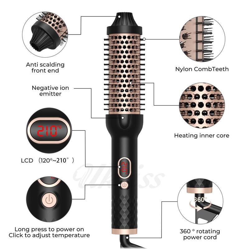 3 in 1 Multifunctional Negative Ion Hair Curler, Hair Curling Wand, Hair Straightener Brush, Automatic Hair Styling Tool for Home & Salon Use