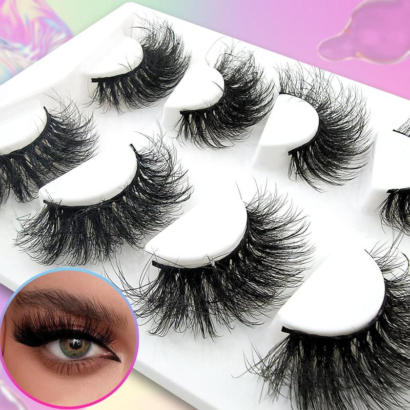 Cat Eye Cosmetic False Eyelashes for Lash Extensions, 5 Pairs Natural Look Eyelash Extensions, Fluffy Thick Faux Eyelashes, Eye Makeup Product for Women, Cosmetic Lash Extensions Gift