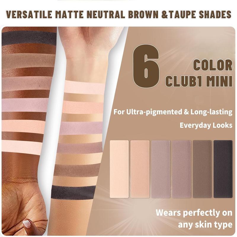 6 Colors Mini Naked Eyeshadow Makeup Palette Neutral Nude Smoky Eye Shadow Taupe & Brown Matte Make Up Pallet with Mirror Highly Pigmented Long Lasting  Travel Size Gift Kit 01