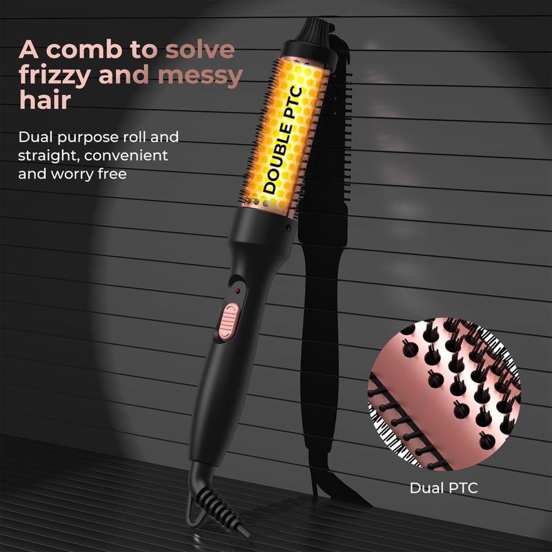 2 in 1 Hair Curler Comb, 1 Count Hair Straightening Brush, Hair Styling Tool for Home & Salon Use, Hair Curler, Men Gifts, Hot Toolsthermal Brush, Winter Gift, French Combs