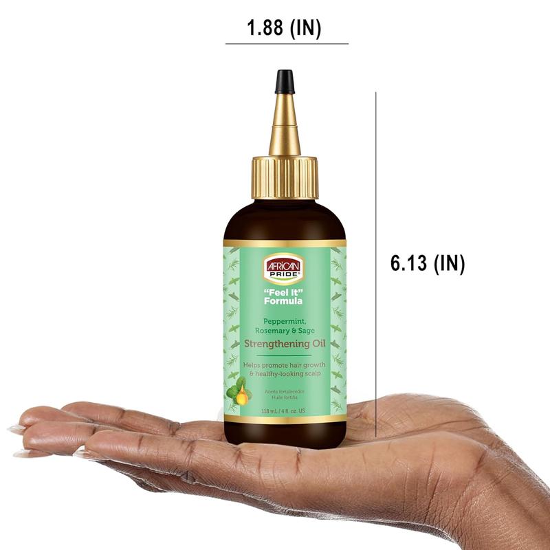 Feel-It Formula Strengthening Oil with Rosemary Oil, Peppermint Oil and Sage - Helps Promote Hair Growth, Nourishing Treatment for Split Ends and Dry Scalp for All Hair Types, 4 fl oz.