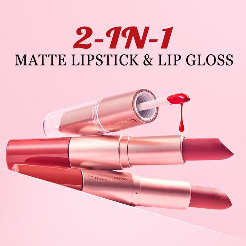 2 in 1 Long Lasting Lipstick, 3 Counts set Water Proof Matte Lip Balm, Easy Coloring Lip Sticks, Moisturizing Matte Lipstick for All Occasions Lip Makeup