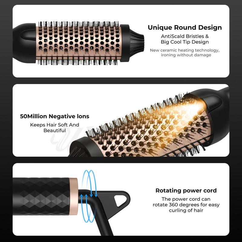 3 in 1 Multifunctional Negative Ion Hair Curler, Hair Curling Wand, Hair Straightener Brush, Automatic Hair Styling Tool for Home & Salon Use