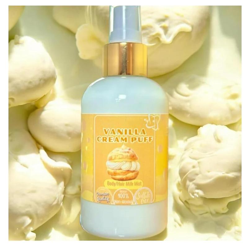 Vanilla Cream Puff Body Milk Mist, Body Milk Mist Vanilla Creampuff, Vanilla Cream Puff Hair and Milk Mist, Vanilla Cream Puff Sweet Body Milk Mist, Pink Vanilla Body Milk (D)