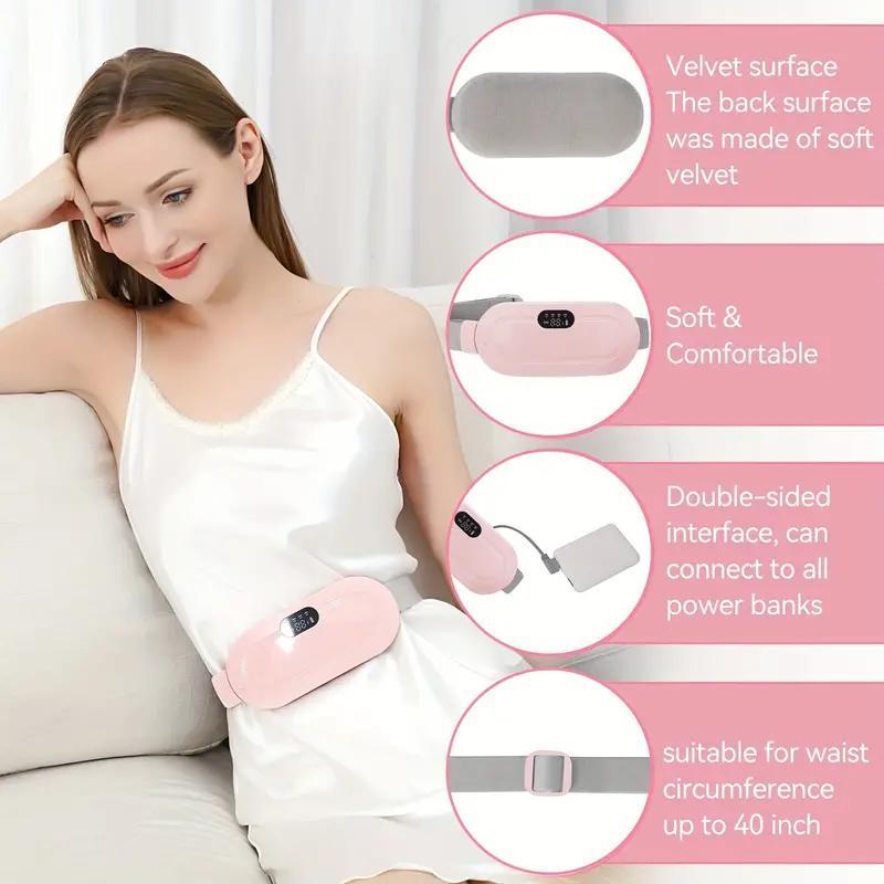 Portable Menstrual Heating Pad, USB Rechargeable Smart Uterus Warmer Belt, Vibrating Abdominal Massager, Uterus Warmer Waist Massager