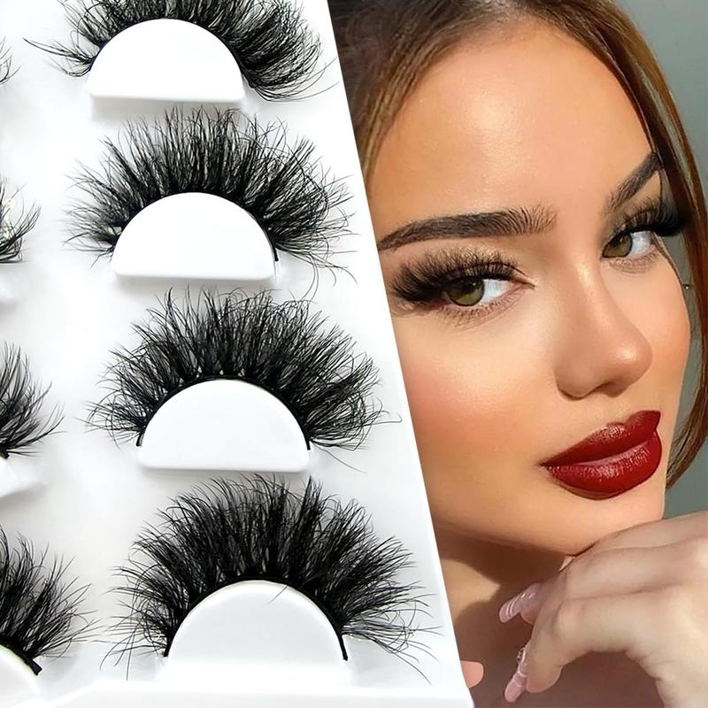 Cat Eye Cosmetic False Eyelashes for Lash Extensions, 5 Pairs Natural Look Eyelash Extensions, Fluffy Thick Faux Eyelashes, Eye Makeup Product for Women, Cosmetic Lash Extensions Gift