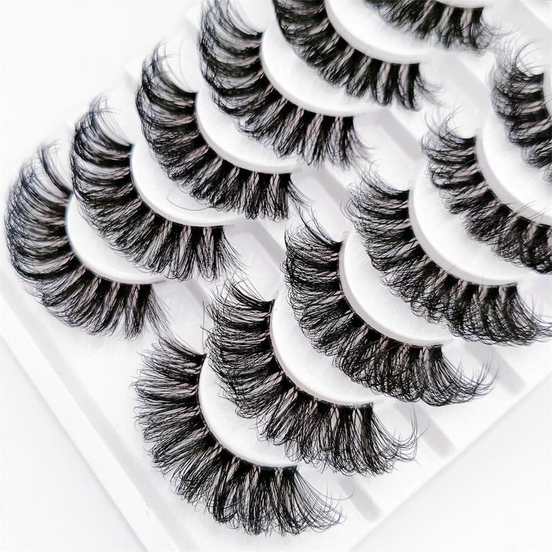 D Curl False Eyelashes, 10 Pairs Cosmetic Volumized Cluster Lashes, Strip Lashes Cluster Eyelashes Extensions Kit, Lash Extension Kit for Women