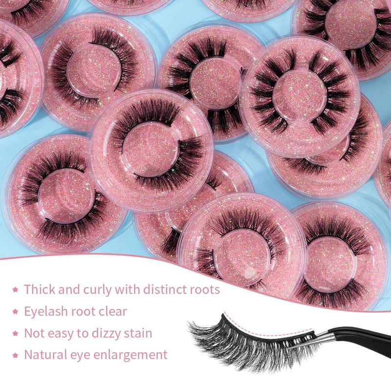 20 Pairs Crossed Thick False Eyelashes for Eyelashes Extensions, Natural Look Eyelash Extensions, Portable Makeup Tools for Women