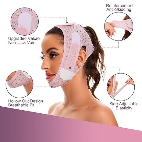 V-Line Mask Double Chin Reducer Strap for sleeping jawline Shaped Face slimming Jaw Exerciser lift tape Contour Adjustable Facial Tightening Comfort