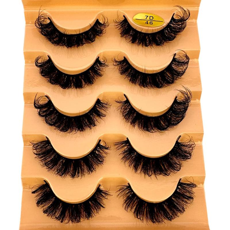 Cat eye Eyelashes 3D Natural False Lashes D Curl Fluffy Soft Cross 5 pairs Manga Lashes Wispy Natural Eyelash Extension Makeup Faux Daily Faux Mink