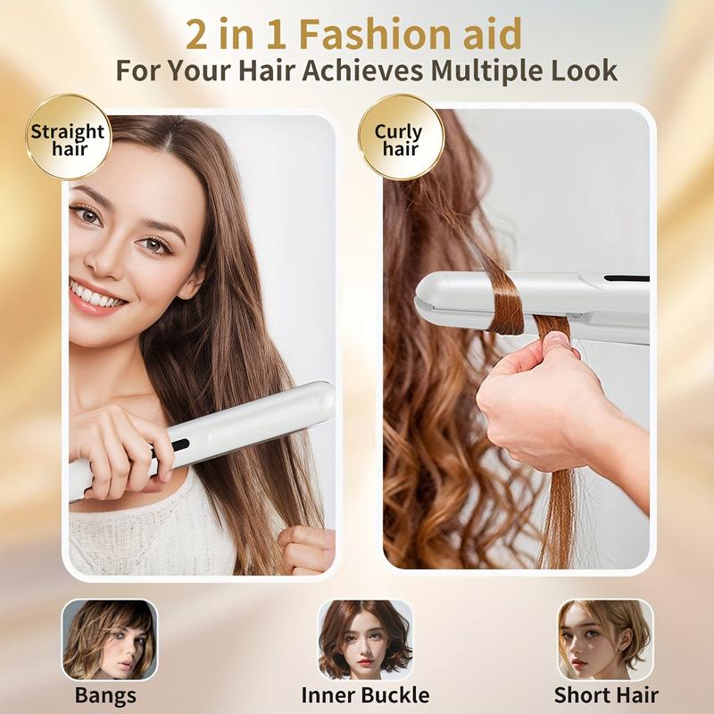 Cordless Hair Straightener Curling Iron, Mini Portable USB, Intelligent Temperature Control to Upgrade the Anti- scalding, Hair Care Anion Care Hair, Large- capacity Lithium Battery Lasting Life, Portable Charger, Party, Travel