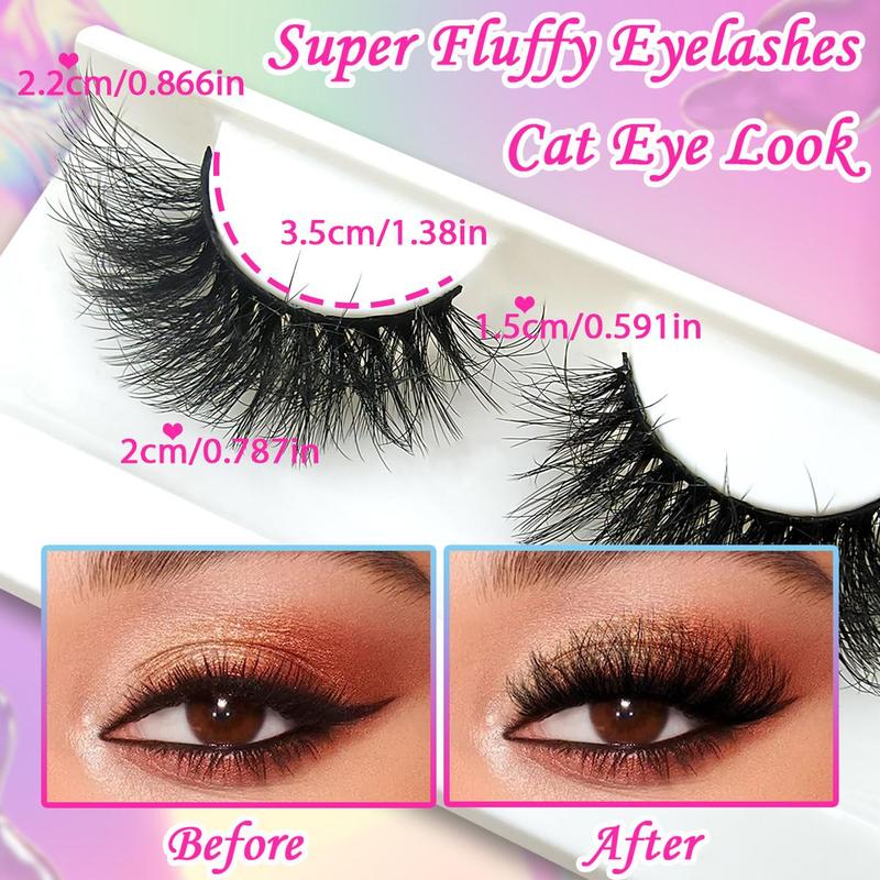 Cat Eye Cosmetic False Eyelashes for Lash Extensions, 5 Pairs Natural Look Eyelash Extensions, Fluffy Thick Faux Eyelashes, Eye Makeup Product for Women, Cosmetic Lash Extensions Gift