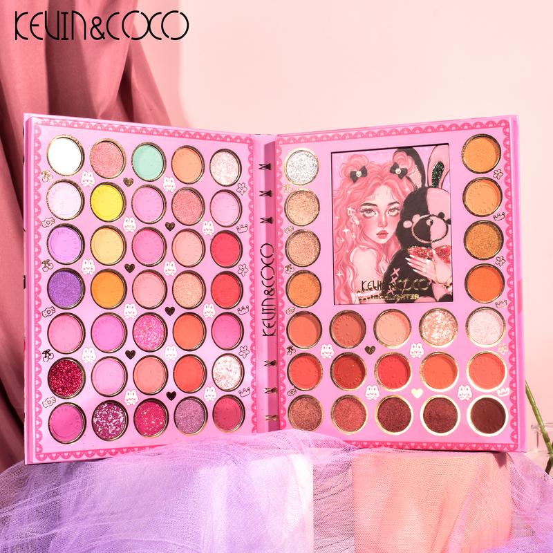 KEVIN&COCO 62-Color Eyeshadow Palette Book with Blush, Contour, & Removable 4-Color Highlighter – Multi-Functional Face Makeup Kit with Mirror – Matte, Shimmery, Glitter Effects for Holiday Gift Cosmetic creatist  palette