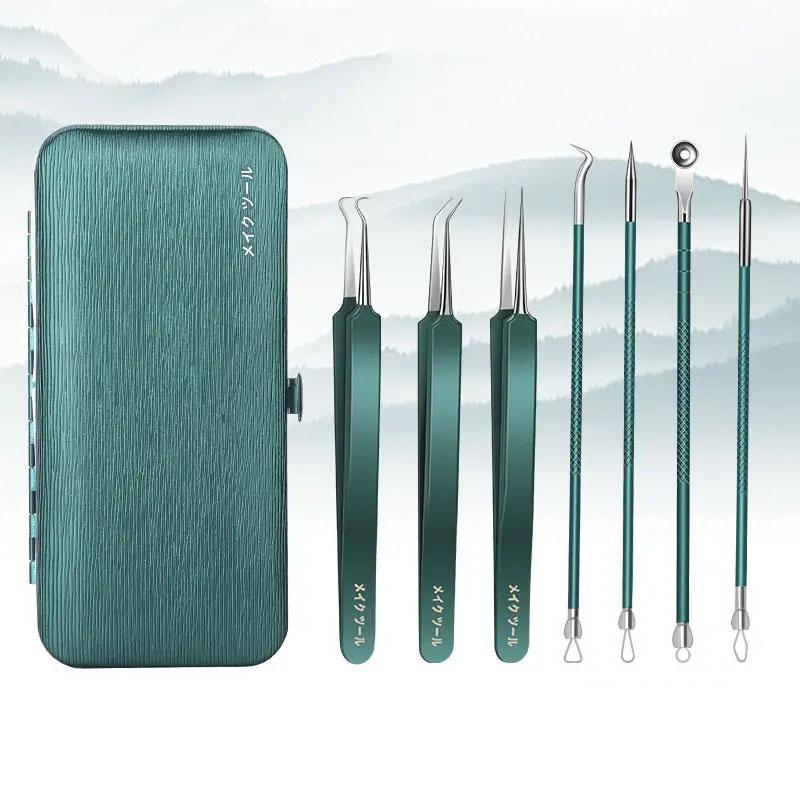 7 5pcs Blackhead Remover Kit With Storage Case, Blackhead Extractor Tool, Professional Comedo Pimple Blemish Remover Skin Care Tools For Women & Men