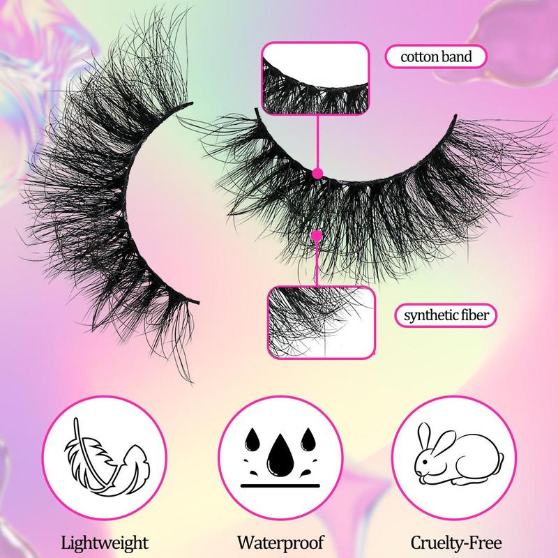 Cat Eye Cosmetic False Eyelashes for Lash Extensions, 5 Pairs Natural Look Eyelash Extensions, Fluffy Thick Faux Eyelashes, Eye Makeup Product for Women, Cosmetic Lash Extensions Gift