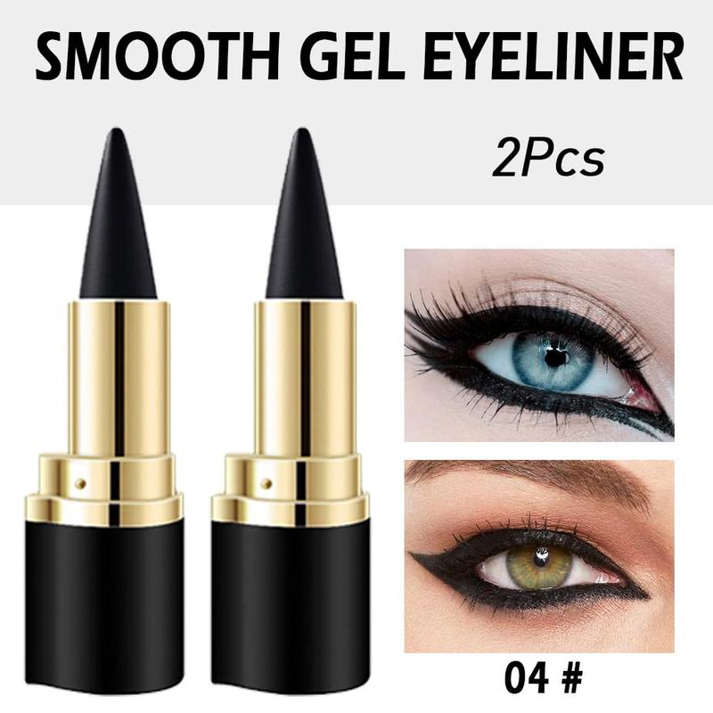 2Pcs Black Gel Eyeliner Pencil Set,Natural Cream Eye Liner Waterproof Smudge Proof,Cat Eye Black Smokey Eyeshadow Palette Stick Crayon,Goth Halloween Makeup,delineador de ojos contra el agua Lipliner Cosmetic