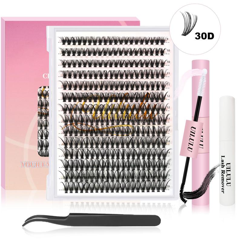 UILULU DIY  Extension Kit Individual  Cluster D Curl Eyelash Set (0.07D-9-16MM Kit)