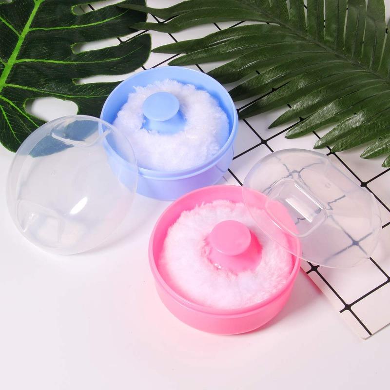 2Pack Body Cosmetic Powder Puff Body Powder Puff and Container Case (Pink and Blue) (2pack)