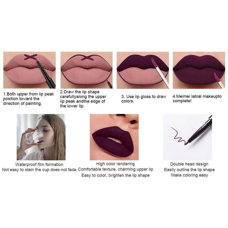 Evpct 3Pcs Dark Red Purple Plum Lip Stain Paint Matte Lip Liner and Lipstick Set Long Lasting Smudge Proof lipstick Matte Matte Long Lasting 24 Hours Waterproof Matte Original 24 Hours