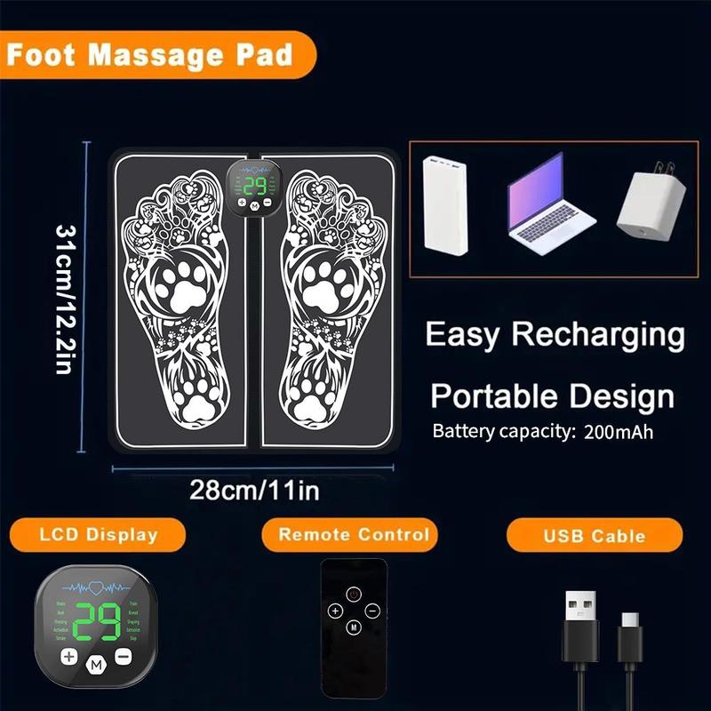 10 Modes 29 Gears Electric Foot Massager Pad, 1 Box USB Rechargeable Portable Feet Massage Mat, Foot Massage Machine