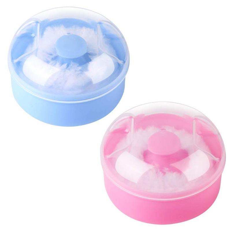 2Pack Body Cosmetic Powder Puff Body Powder Puff and Container Case (Pink and Blue) (2pack)