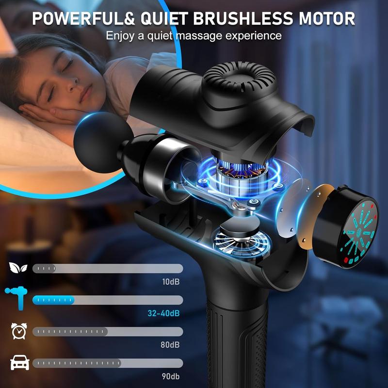 X6 Massage Gun, Massage Gun Deep Tissue, Back Massage Gun for Athletes for Pain Relief Attaching 8 PCS Replacement Heads, Percussion Massager with 10 Speeds & LED Screen