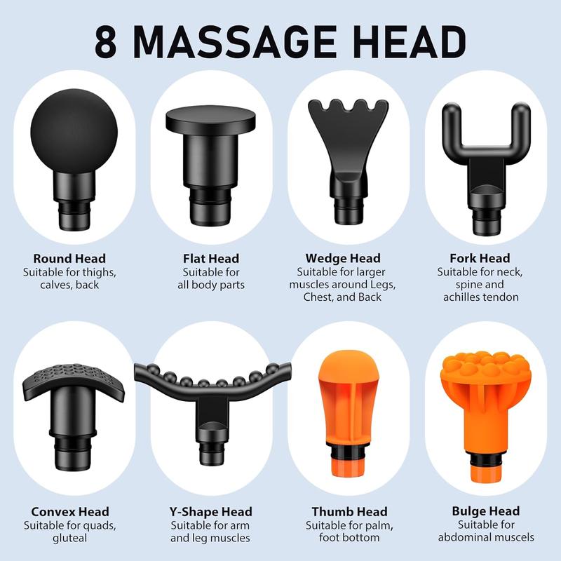 X6 Massage Gun, Massage Gun Deep Tissue, Back Massage Gun for Athletes for Pain Relief Attaching 8 PCS Replacement Heads, Percussion Massager with 10 Speeds & LED Screen