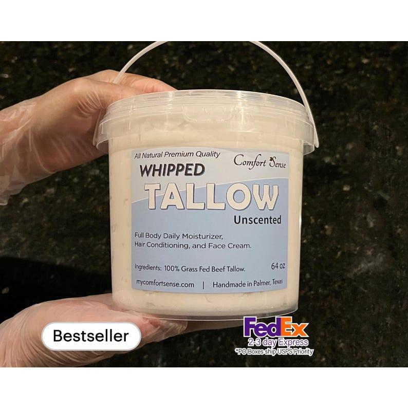 All Natural Whipped Tallow unscented Whipped Tallow, Grass fed Beef Tallow Moisturizer