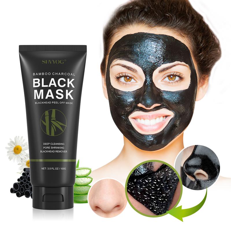 SHVYOG Blackhead Peel Off Face Mask, 3-in-1 Blackhead Peeling Mask with Brush & Tea Tree Oil Serum, Charcoal Mask for Deep Cleansing Dirts, Pores, Skin Oil (100g+30ml) Skincare Daily Kit Gift